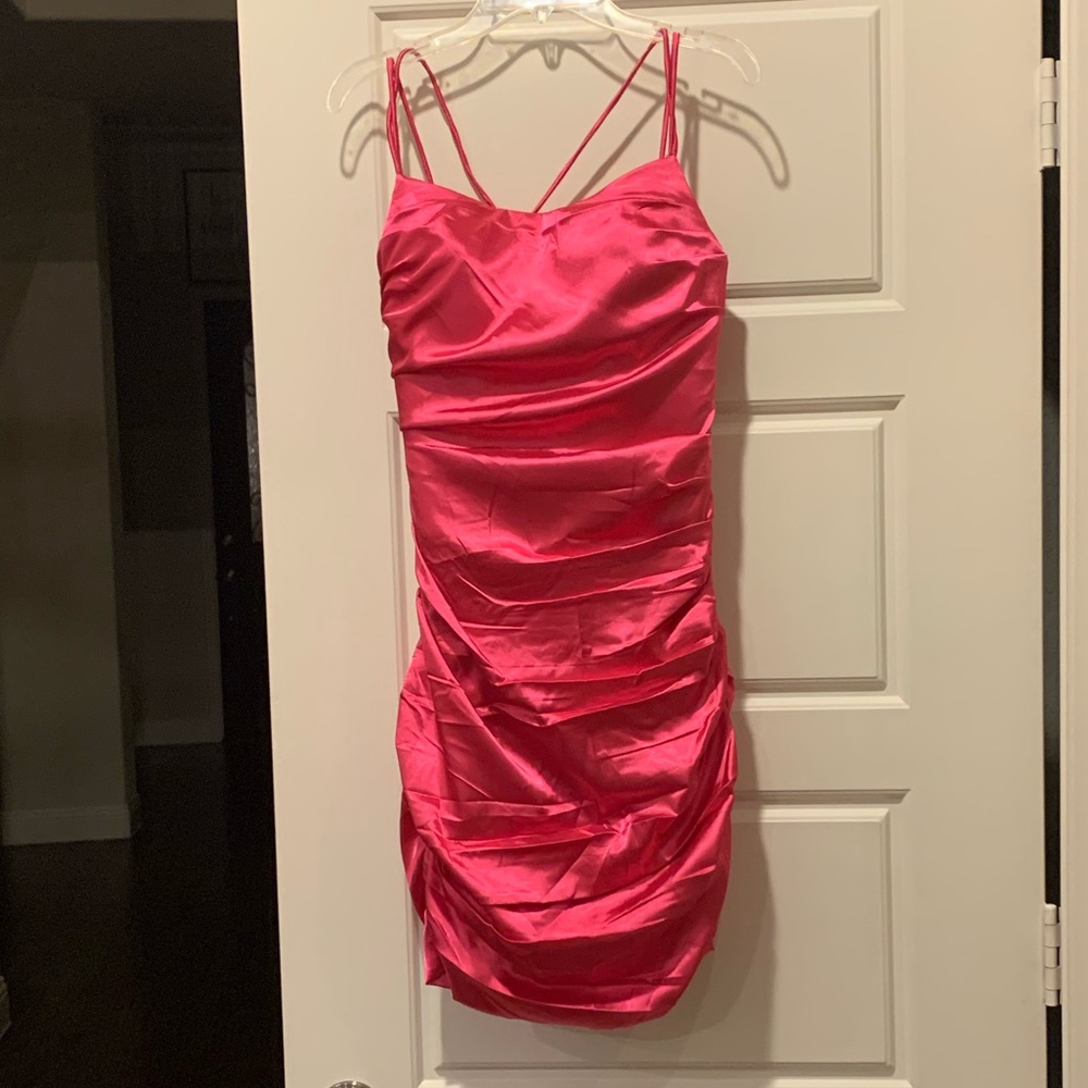 Bright pink dress - small, corset tie in the back, never worn
